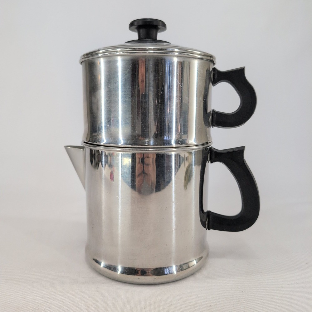 Lifetime Drip-O-Lator Coffee Percolator Silver Vintage Aluminum 2-Tier Pot